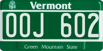 VT license plate OOJ602
