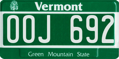 VT license plate OOJ692