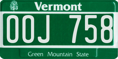 VT license plate OOJ758
