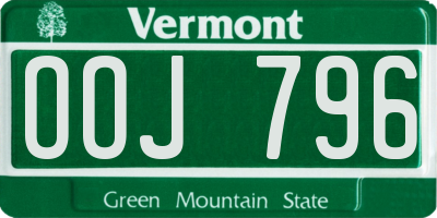 VT license plate OOJ796