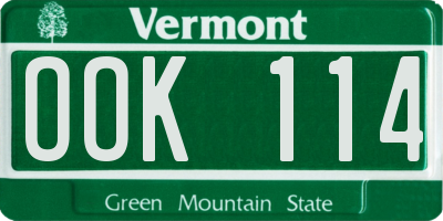 VT license plate OOK114