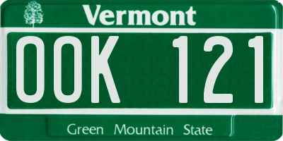 VT license plate OOK121