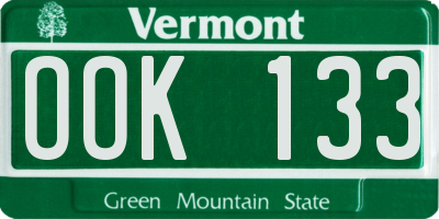 VT license plate OOK133