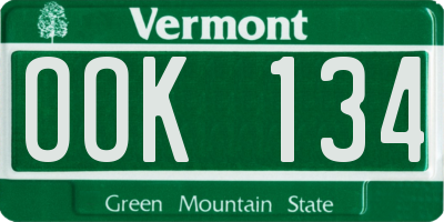 VT license plate OOK134