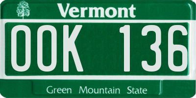 VT license plate OOK136