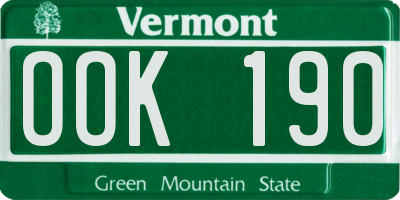 VT license plate OOK190