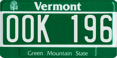 VT license plate OOK196