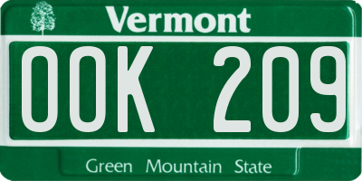 VT license plate OOK209