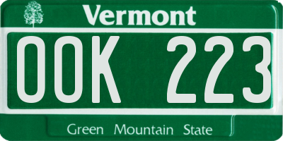 VT license plate OOK223