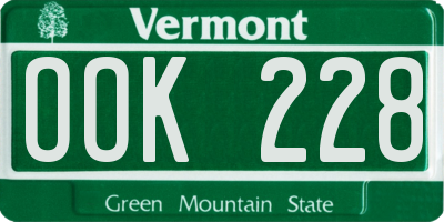 VT license plate OOK228