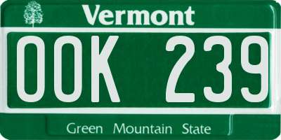 VT license plate OOK239