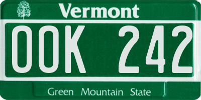 VT license plate OOK242