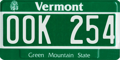 VT license plate OOK254