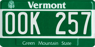 VT license plate OOK257