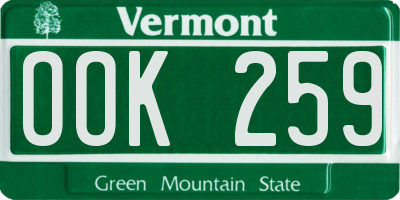 VT license plate OOK259