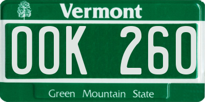 VT license plate OOK260