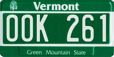VT license plate OOK261