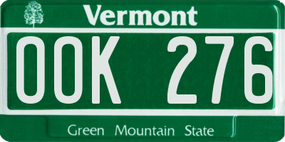 VT license plate OOK276