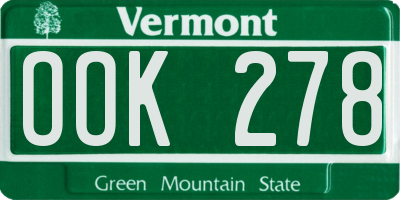 VT license plate OOK278