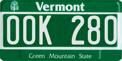 VT license plate OOK280