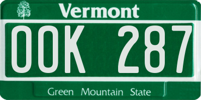 VT license plate OOK287