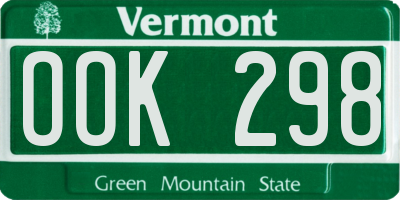 VT license plate OOK298