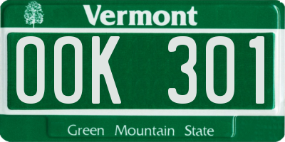 VT license plate OOK301