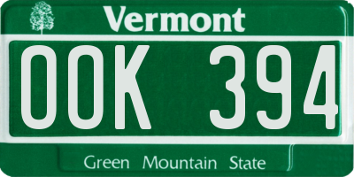 VT license plate OOK394