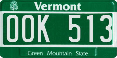 VT license plate OOK513