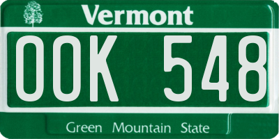 VT license plate OOK548