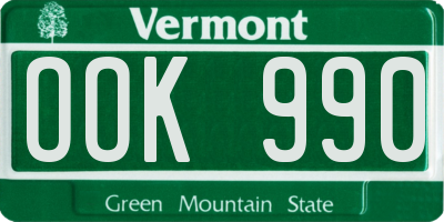 VT license plate OOK990