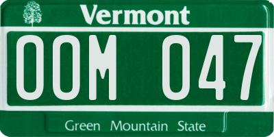 VT license plate OOM047