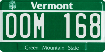VT license plate OOM168