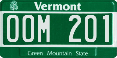 VT license plate OOM201