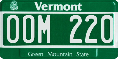 VT license plate OOM220