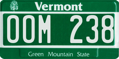 VT license plate OOM238