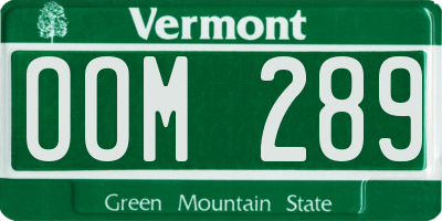 VT license plate OOM289