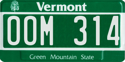 VT license plate OOM314
