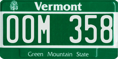 VT license plate OOM358