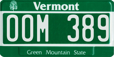 VT license plate OOM389