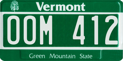 VT license plate OOM412