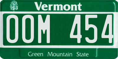 VT license plate OOM454