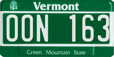 VT license plate OON163