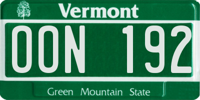 VT license plate OON192