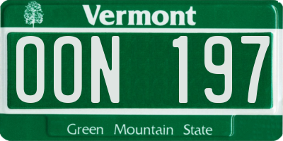 VT license plate OON197