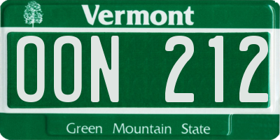 VT license plate OON212