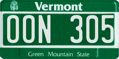 VT license plate OON305