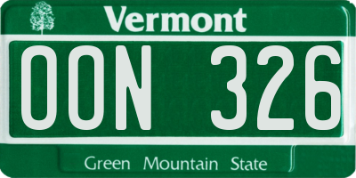 VT license plate OON326