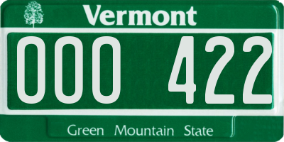 VT license plate OOO422