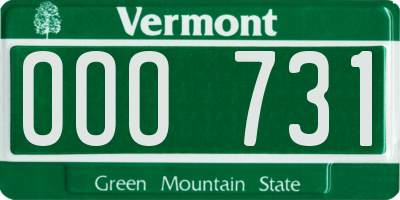 VT license plate OOO731